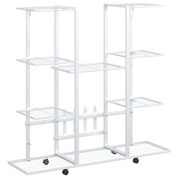 vidaXL Flower Stand with Wheels 94.5x24.5x91.5 cm White Iron