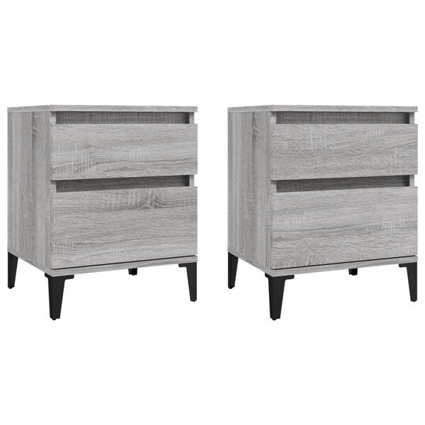 vidaXL Bedside Cabinets 2 pcs Grey Sonoma 40x35x50 cm