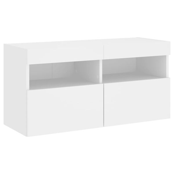 vidaXL TV Wall Cabinet with LED Lights White 80x30x40 cm