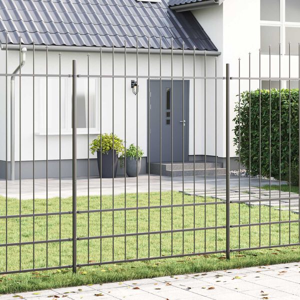 vidaXL Garden Fence 2 pcs Grey 170 x 225 cm Powder-Coated Steel