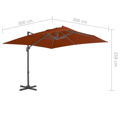 vidaXL Cantilever Umbrella with Aluminium Pole Terracotta 300x300 cm