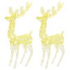 vidaXL XXL Acrylic Christmas Reindeers 250 LED 2 pcs 180 cm Warm White