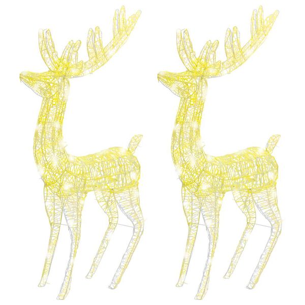 vidaXL XXL Acrylic Christmas Reindeers 250 LED 2 pcs 180 cm Warm White