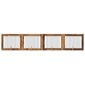 vidaXL Dog Gate with Stands 4 pcs Old Wood 100 x 80 cm Engineered Wood