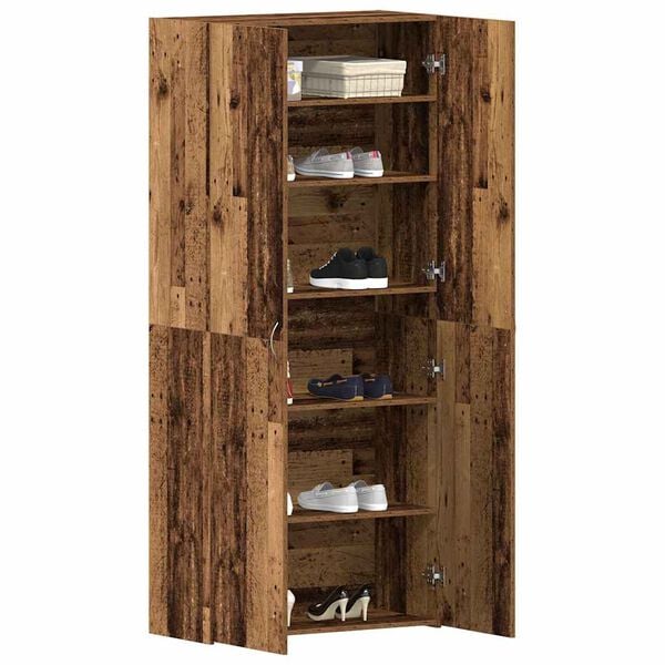 vidaXL Shoe Cabinet with Door Brown 80 x 35.5 x 180 cm Engineered wood