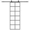 vidaXL Sliding Door with Hardware Set Black 76x205 cm ESG Glass