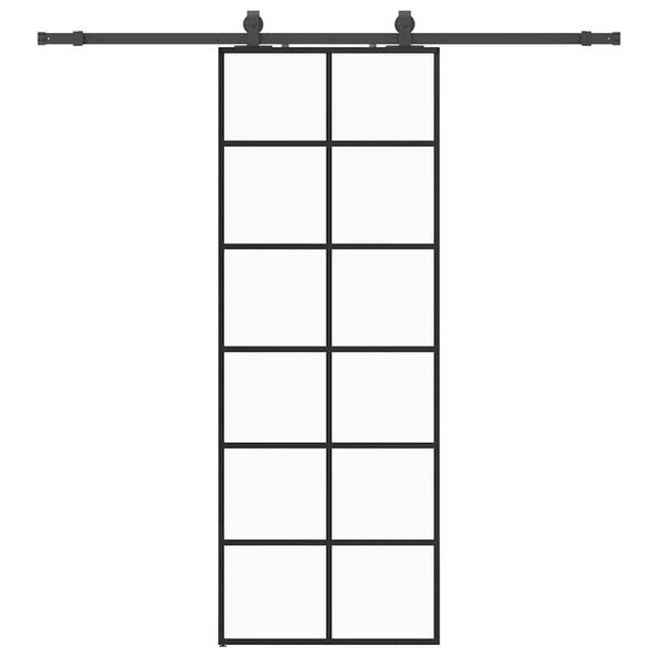 vidaXL Sliding Door with Hardware Set Black 76x205 cm ESG Glass