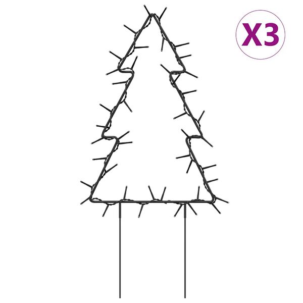 vidaXL Christmas Light Decorations with Spikes 3 pcs Tree 50 LEDs 30 cm