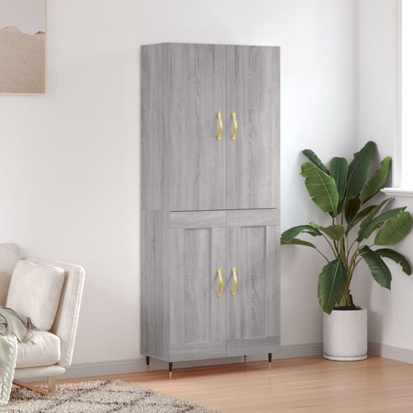 vidaXL Highboard Grey Sonoma 69.5x34x180 cm Engineered Wood