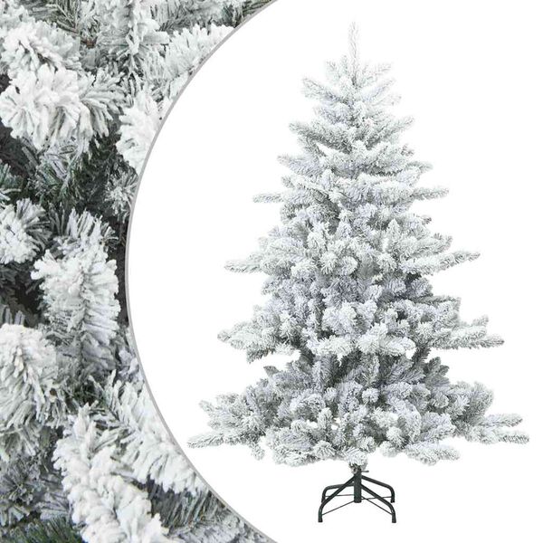 vidaXL Artificial Hinged Christmas Tree Snow Flocked White 150 cm