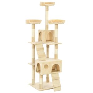 vidaXL Cat Tree | Beige | Particle Board | 170 cm | Cat Tree | Rectangular
