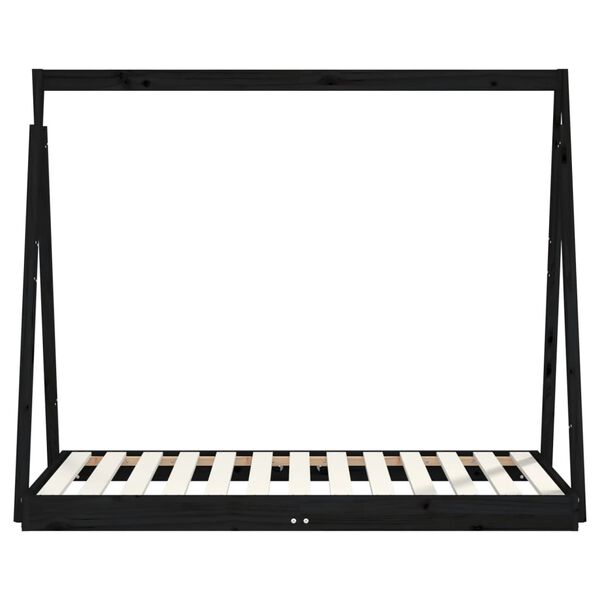 vidaXL Kids Bed Frame Black 70x140 cm Solid Wood Pine
