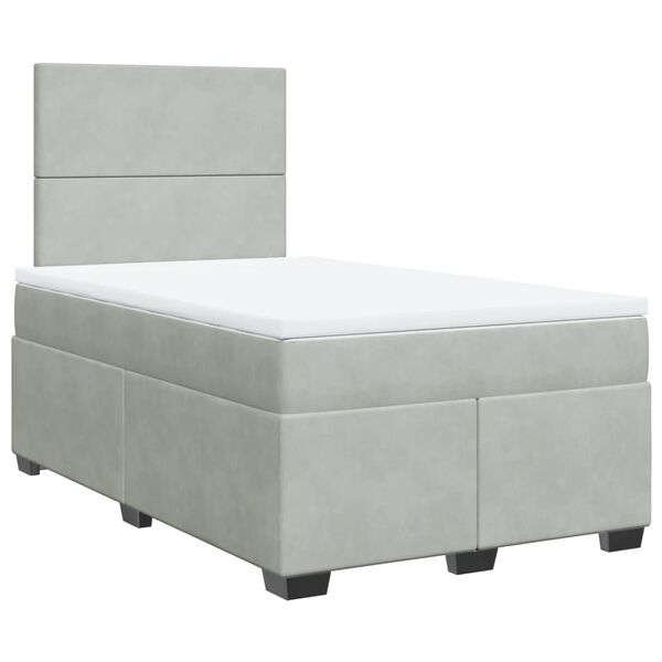 vidaXL Box Spring Bed with Mattress Light Grey 120x200 cm Velvet