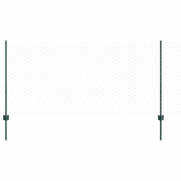 vidaXL Fence with Post Green 1 x 50 m Steel and PVC
