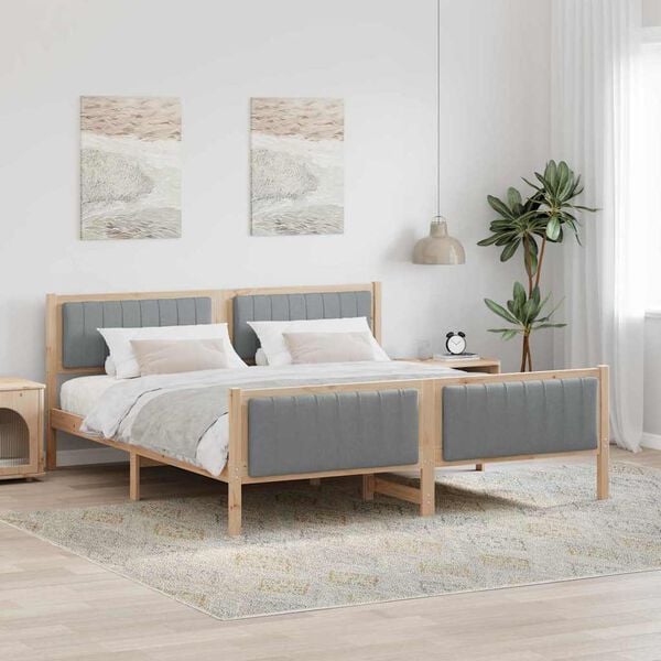 vidaXL Bed frame Brown and light grey 180 x 200 cm Solid pine wood