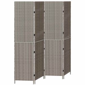 vidaXL Room Divider Folding Manual Grey 195 x 180 cm Poly Rattan