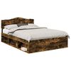 vidaXL Bed Frame Smoked Oak 150 x 200 cm Solid Pine Wood