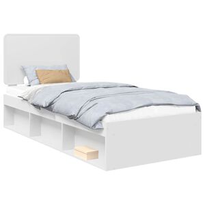 vidaXL Bed Frame with Headboard White 90 x 190 cm Solid Pine Wood