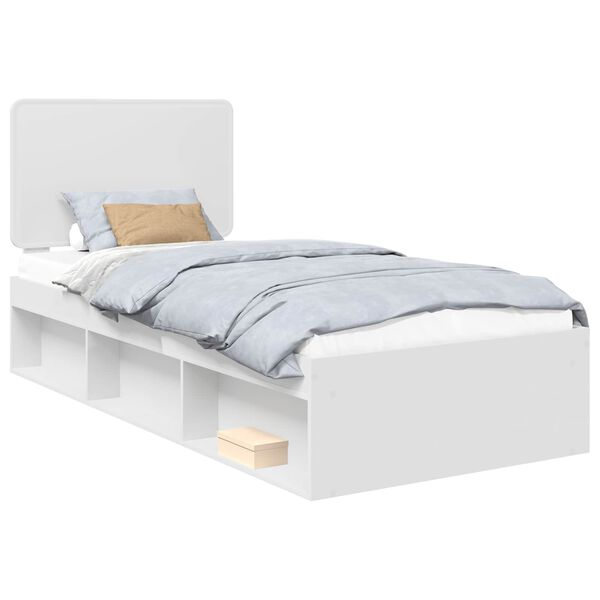 vidaXL Bed Frame with Headboard White 90 x 190 cm Solid Pine Wood