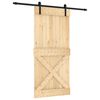 vidaXL Sliding Door Natural and Black 95 x 210 cm Solid Pine Wood