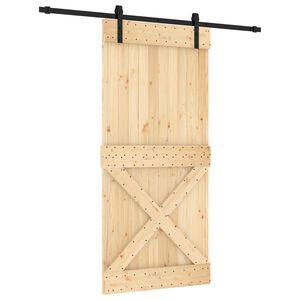 vidaXL Sliding Door Natural and Black 95 x 210 cm Solid Pine Wood