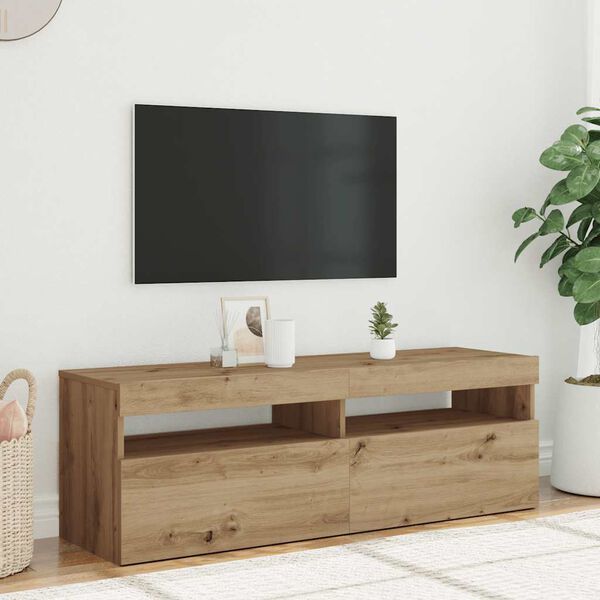vidaXL TV Cabinet with LED Lights Artisan Oak 120x35x40 cm Engineered Wood