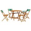 vidaXL 5 Piece Garden Dining Set Leaf Pattern Fabric and Solid Wood