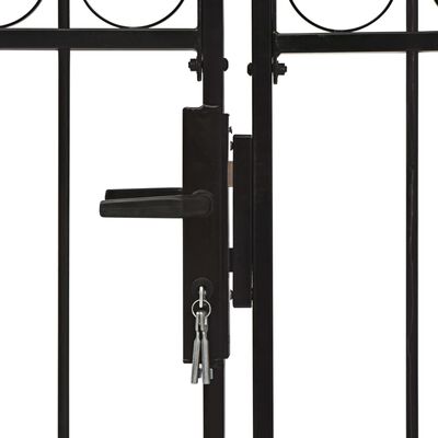 vidaXL Fence Gate Double Door with Arched Top Steel 400x150 cm Black