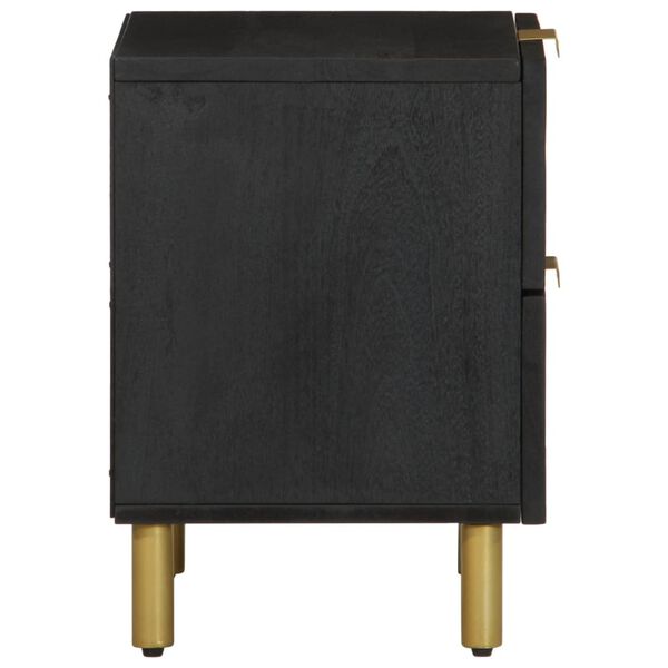 vidaXL Bedside Cabinet Black 40x33x46 cm Solid Wood Mango