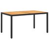 vidaXL Garden Table 150x90x75 cm Acacia Wood and Poly Rattan Black