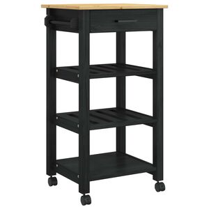 vidaXL Kitchen Trolley MONZA Black 48 x 40 x 88.5 cm Solid Pine Wood