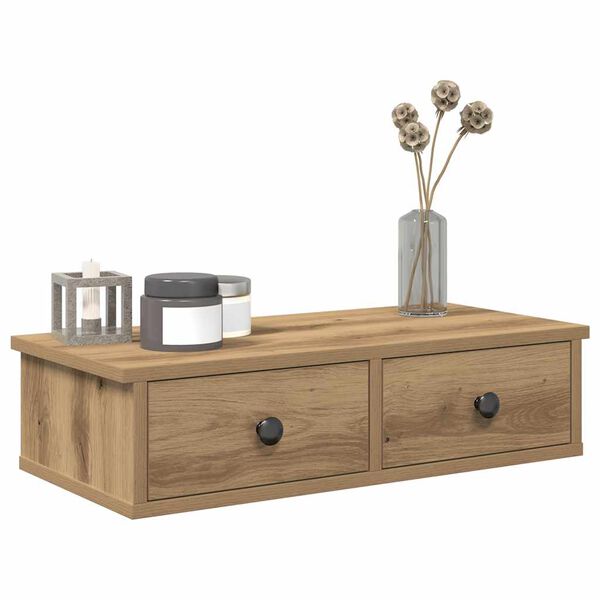 vidaXL Wall Shelf with Drawers Artisian Oak 60x28x15 cm Engineered Wood