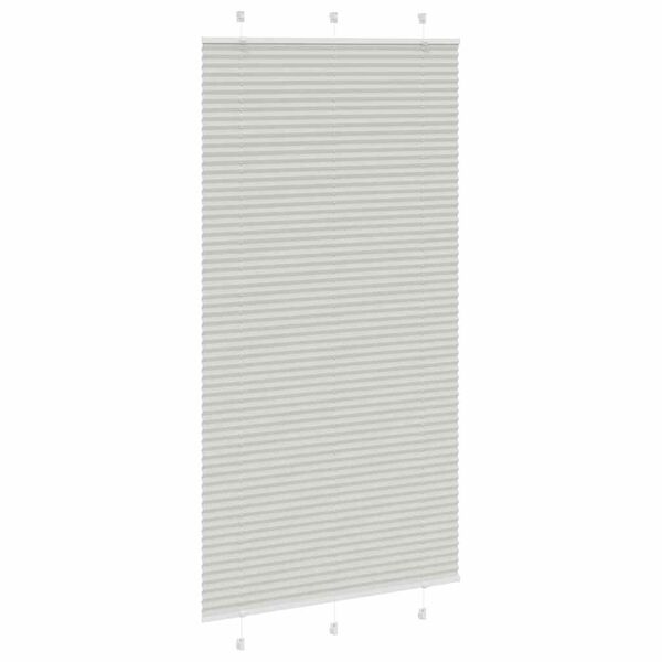 vidaXL Pleated Blind Light Grey 105x200 cm Fabric Width 104.4 cm Polyester