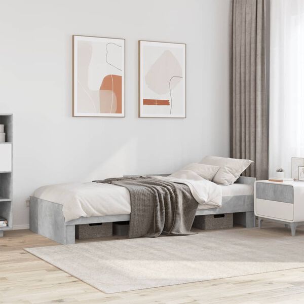 vidaXL Bed Frame without Mattress Concrete Grey 90x190 cm Single Engineered Wood