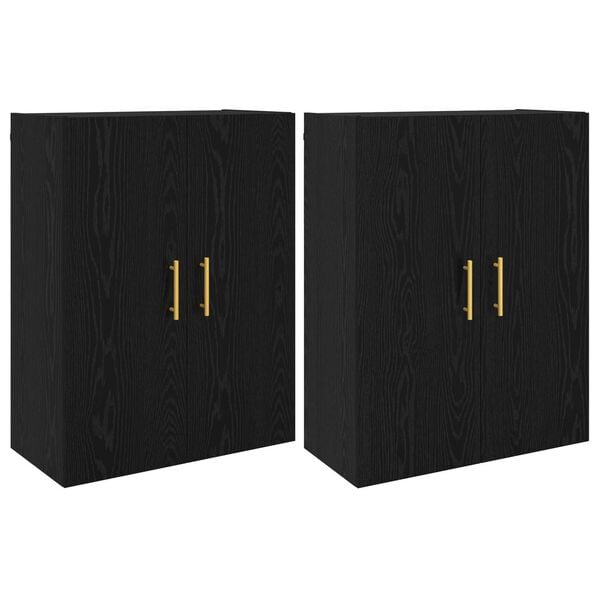 vidaXL Wall-Mounted Cabinet 2 pcs Black Oak 69.5 x 34 x 90 cm