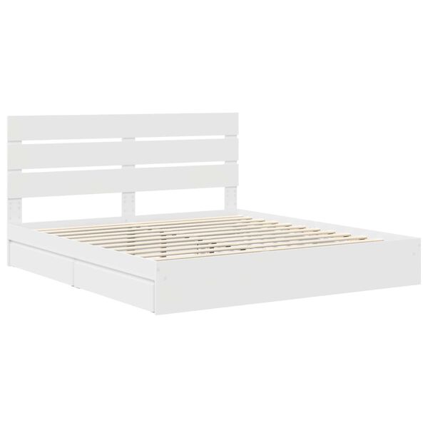 vidaXL Storage Bed with Headboard White 200 x 200 cm Engineered Wood