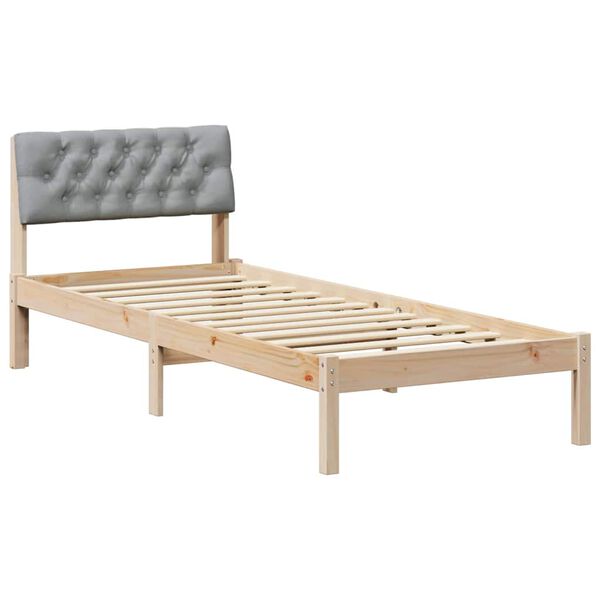 vidaXL Bed frame Brown and light grey 75 x 190 cm Solid pine wood