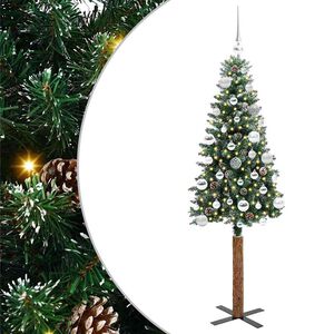 vidaXL Slim Christmas Tree Green 150 cm PVC and Solid Pine wood