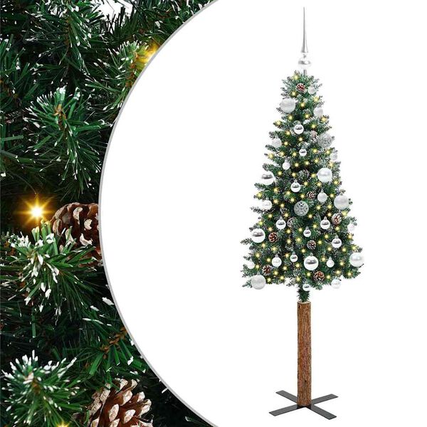 vidaXL Slim Christmas Tree with 150 LEDs Green and White 150 cm
