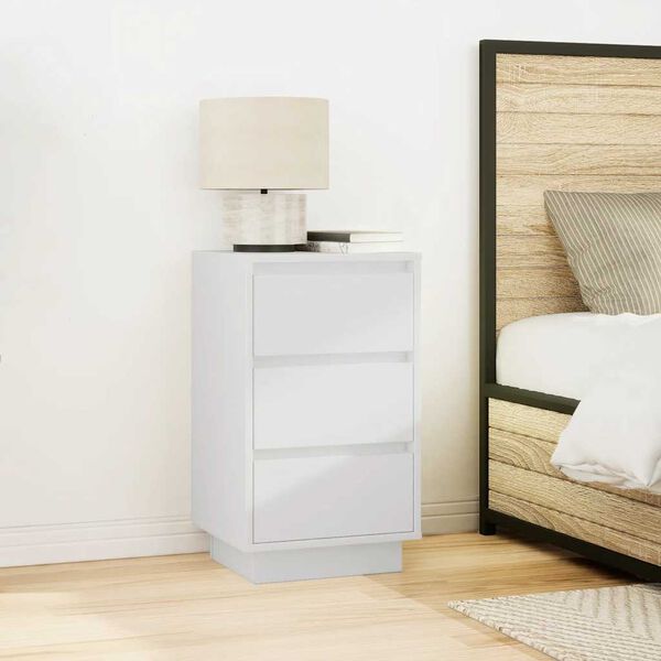 vidaXL Bedside Cabinet with LED Lights&nbsp;White 38x34x65 cm