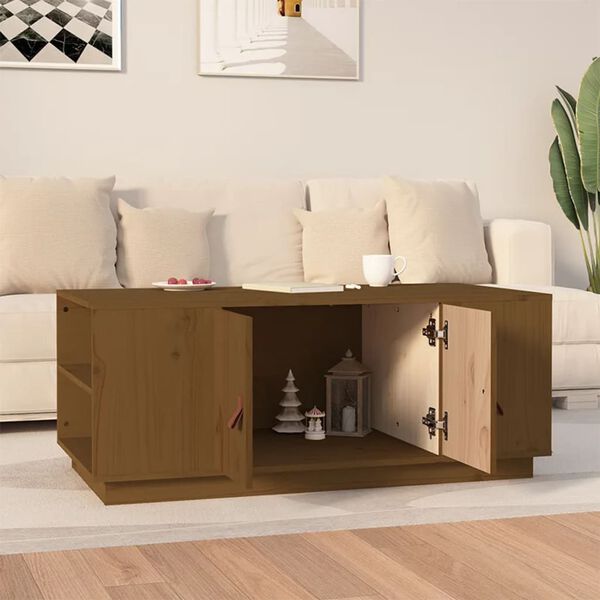 vidaXL Coffee Table Honey Brown 100x50x41 cm Solid Wood Pine