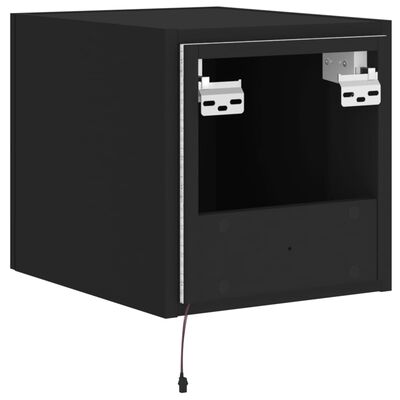 vidaXL TV Wall Cabinet with LED Lights Black 30.5x35x30 cm
