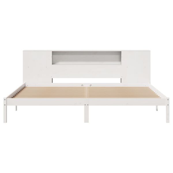 vidaXL Bookcase Bed without Mattress White 180x200 cm Super King Solid Wood Pine
