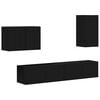 vidaXL TV Wall Cabinet Set 4 pcs Black Engineered Wood
