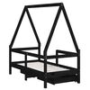 vidaXL Kids Bed Frame with Drawers Black 70x140 cm Solid Wood Pine
