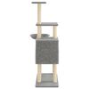 vidaXL Cat Tree with Sisal Scratching Posts Light Grey 131 cm