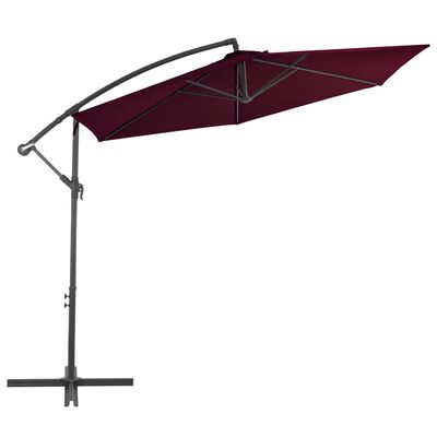 vidaXL Cantilever Umbrella with Aluminium Pole Bordeaux Red 300 cm