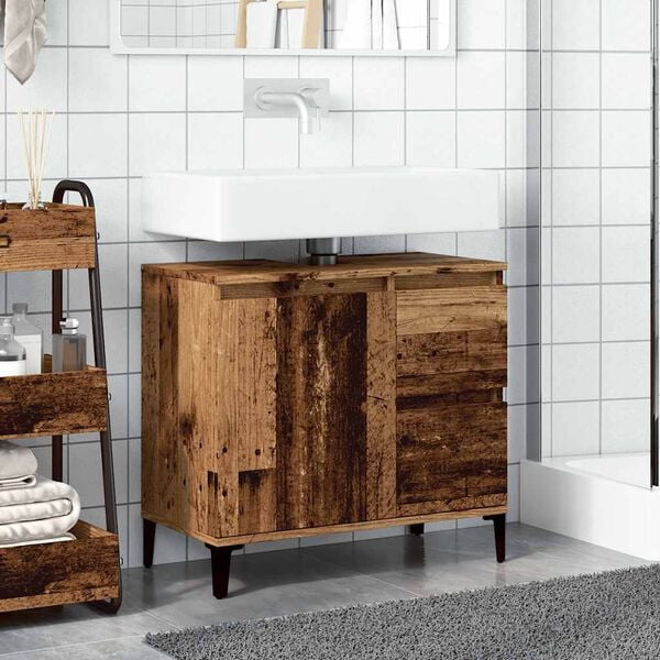 vidaXL Sink Cabinet Old Wood 65x33x60 cm Engineered Wood