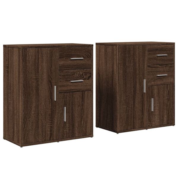 vidaXL Sideboards 2 pcs Brown Oak 60x31x70 cm Engineered Wood