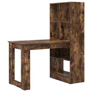 vidaXL Desk Smoked Oak Engineered Wood 122 x 67 x 145 cm
